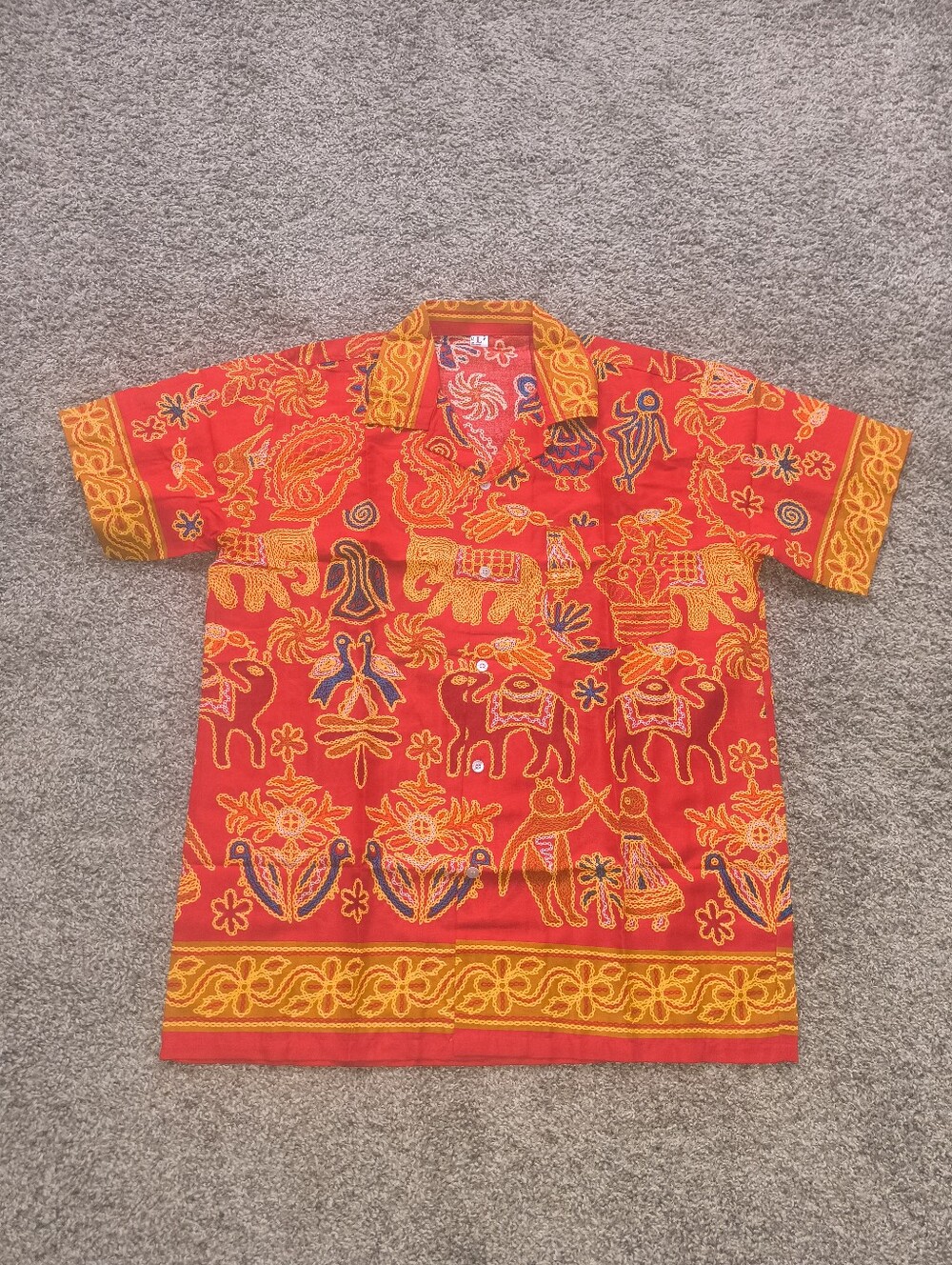 Men's Rayon Short Sleeve Casual Button up Shirt Size Large